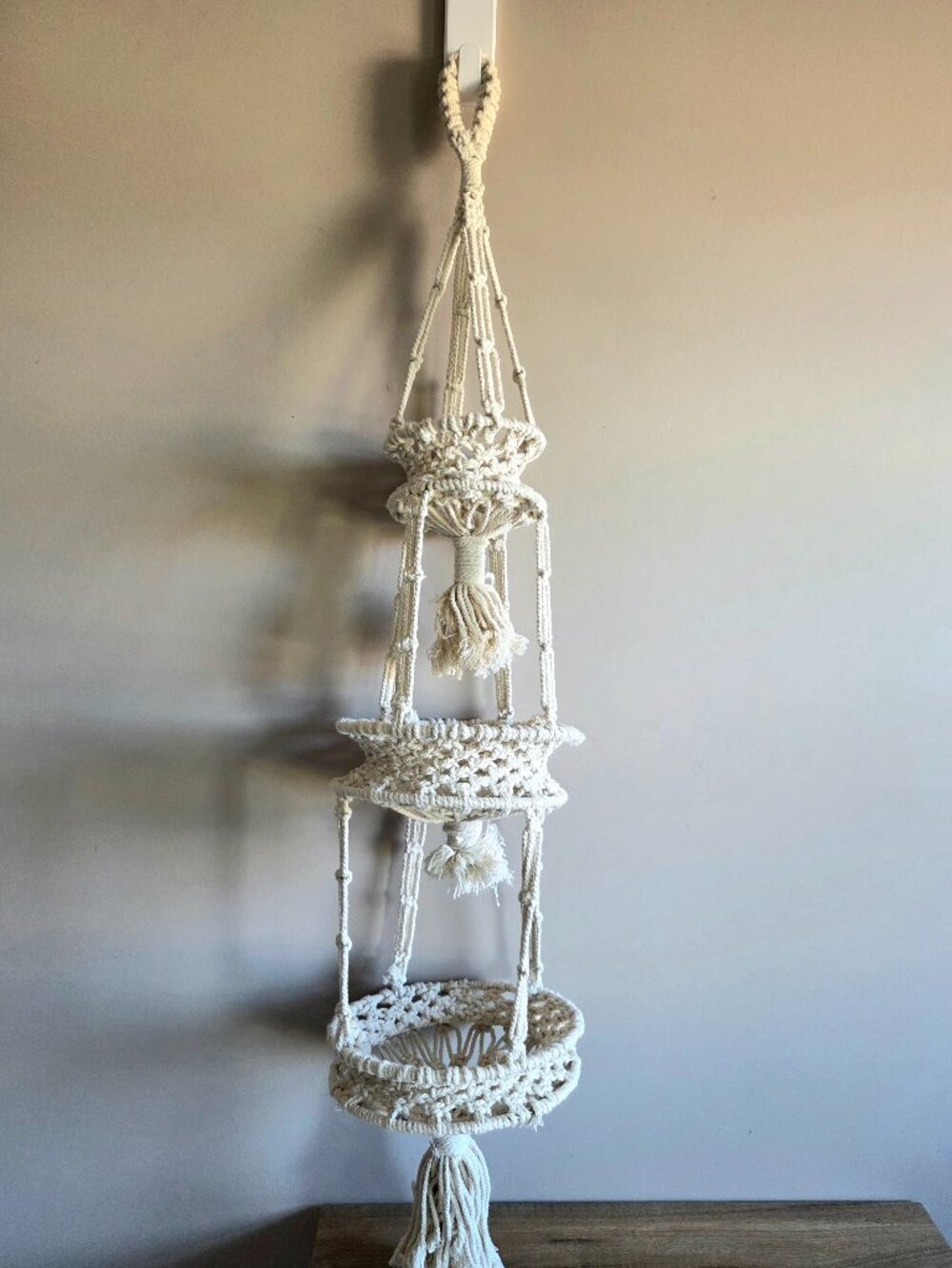 Macrame 3-Tier Hanging Basket Plant or Fruits Holder